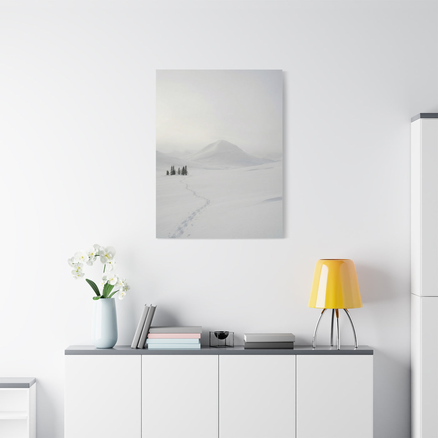 Scandinavian Winter Minimalist Mountain Wall Art & Canvas Print