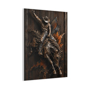 Rodeo Bronc Rider Metal Relief Panel Wall Art & Canvas Print