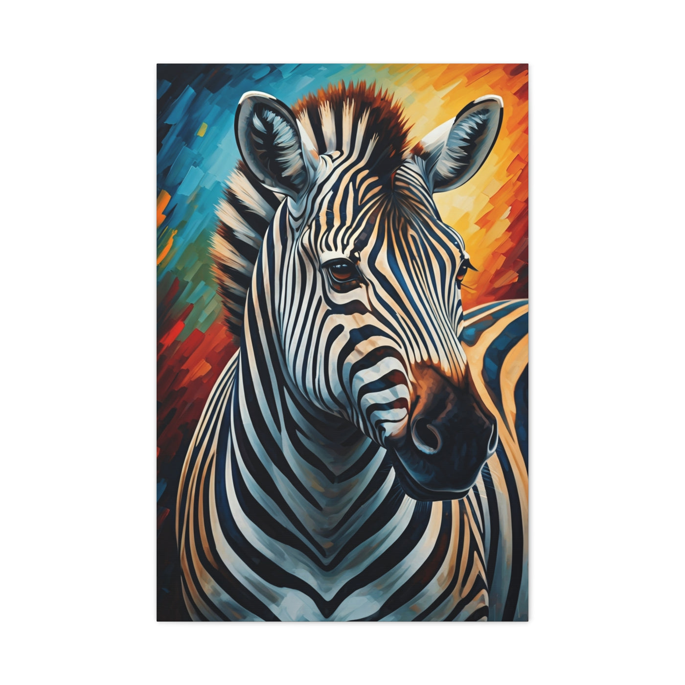 Vibrant Stripes Zebra Portrait Wall Art & Canvas Print