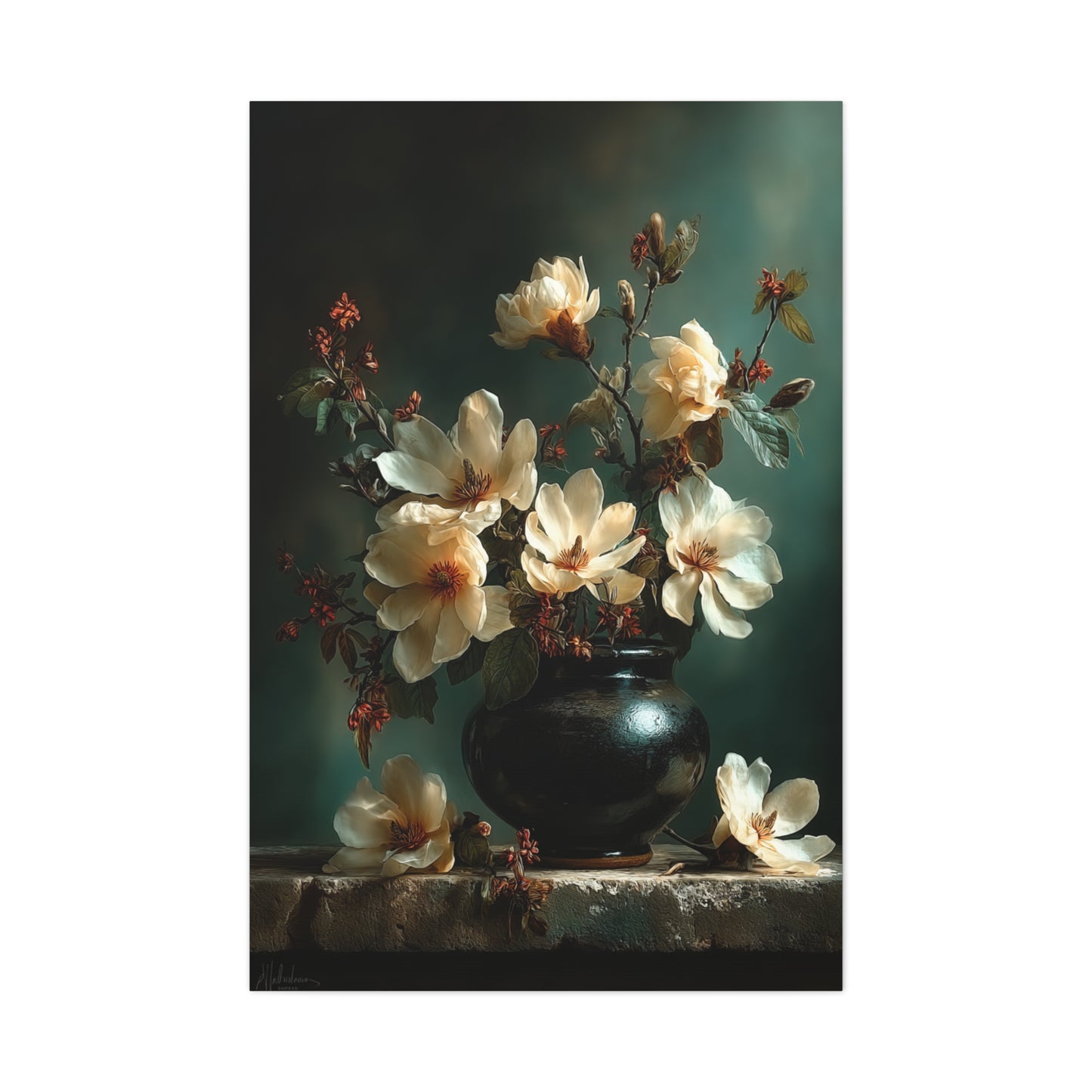 Magnolia Floral Still Life Wall Art & Canvas Print