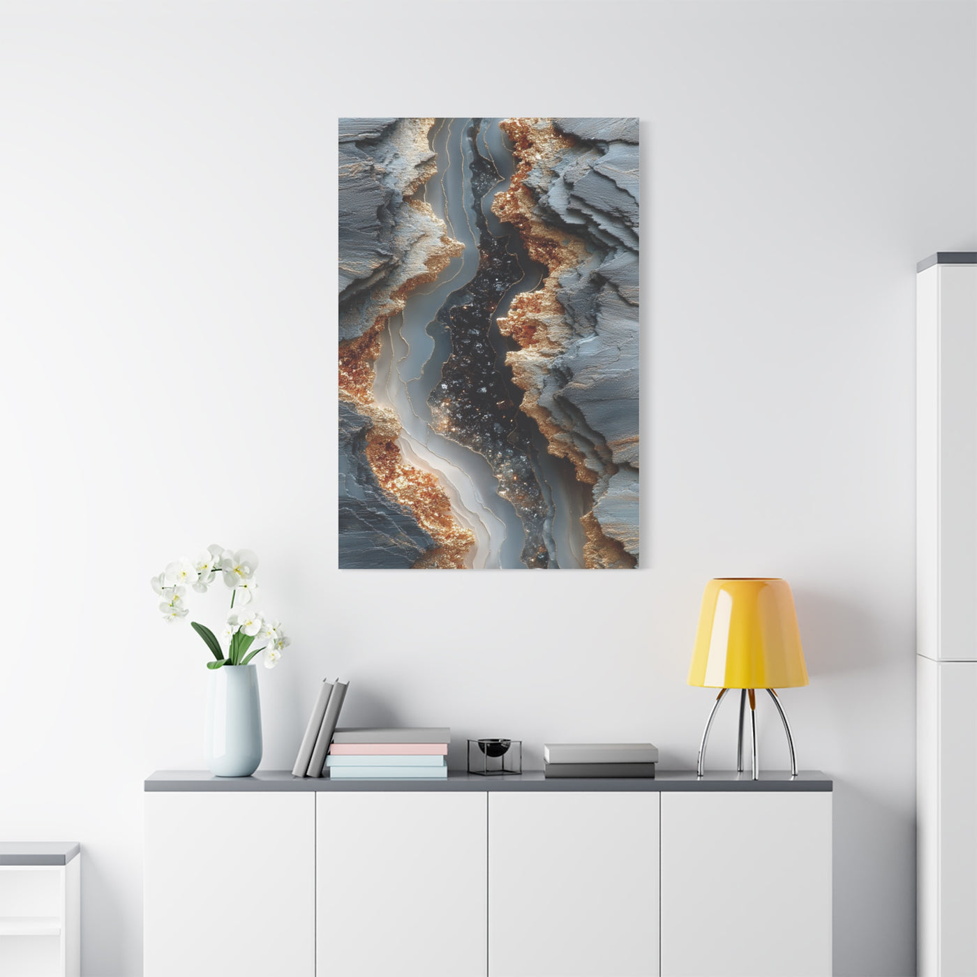 Silver Geode Mineral Abstract Wall Art & Canvas Print