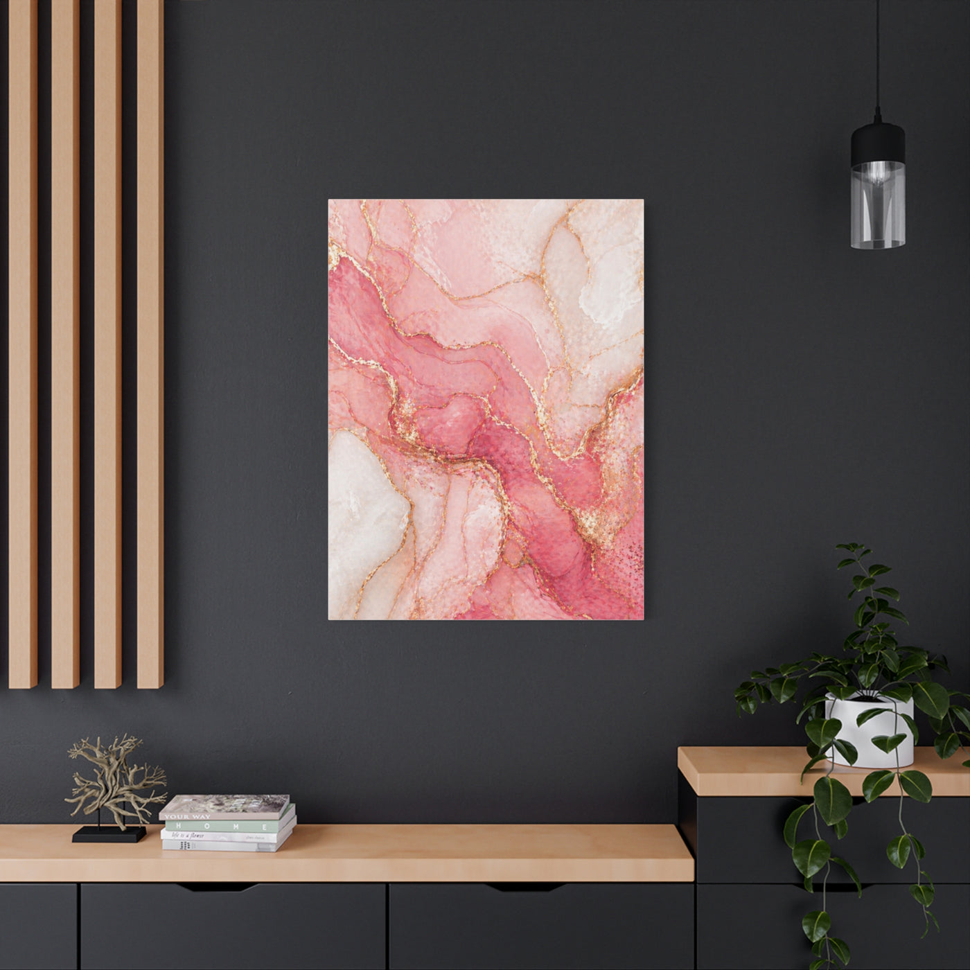 Pink and Gold Marble Flow Wall Art & Canvas Print