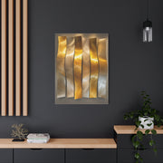 Polished Gold Panel Sculptural Wave Installation Wall Art & Canvas Print