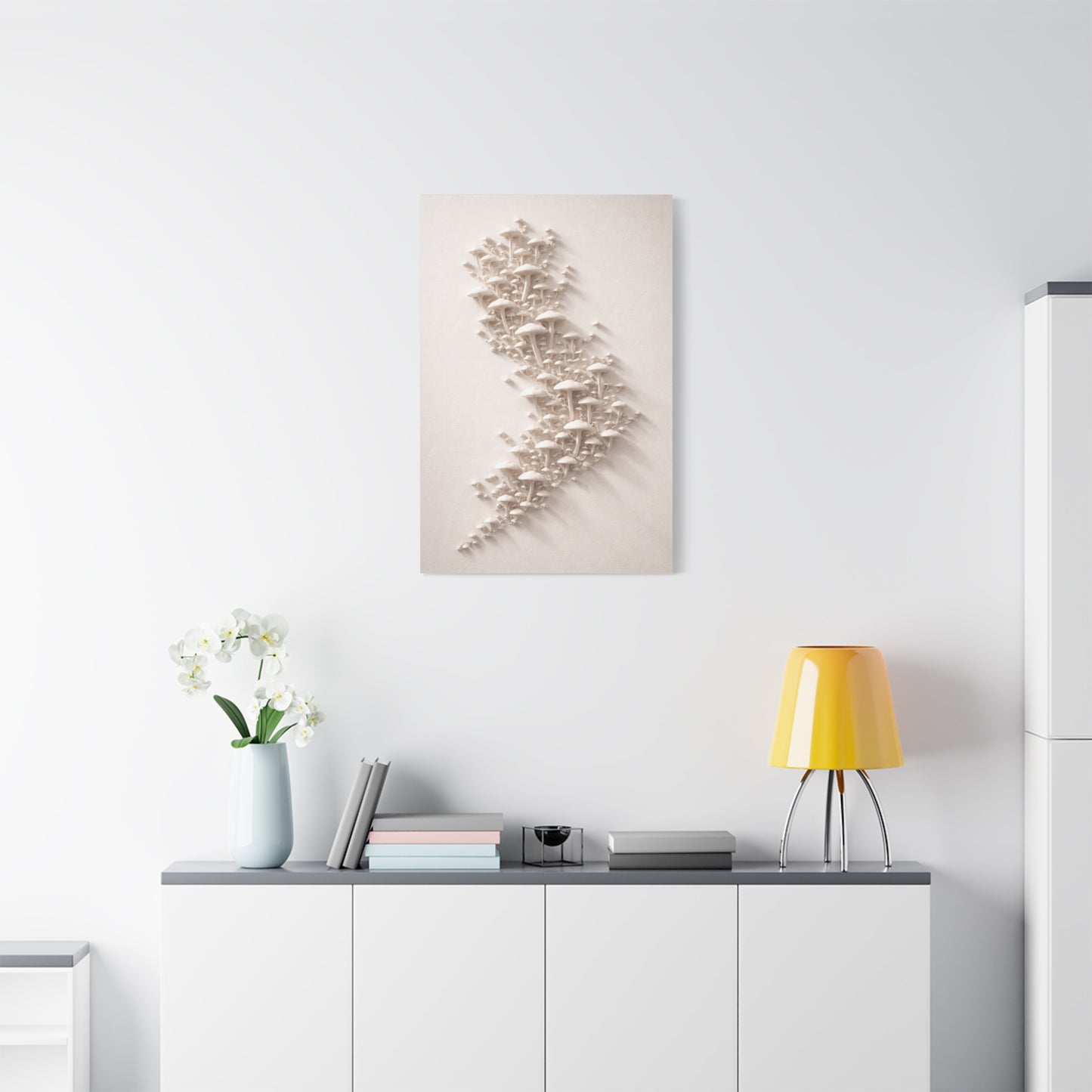 Modular 3D Stick-On Mushroom Colony Wall Art & Canvas Print