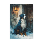 Bernese Mountain Dog Winter Chalet Wall Art & Canvas Print