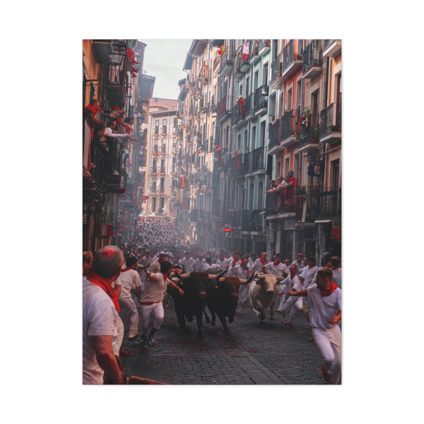 San Fermín Running of the Bulls Street Charge Wall Art & Canvas Print