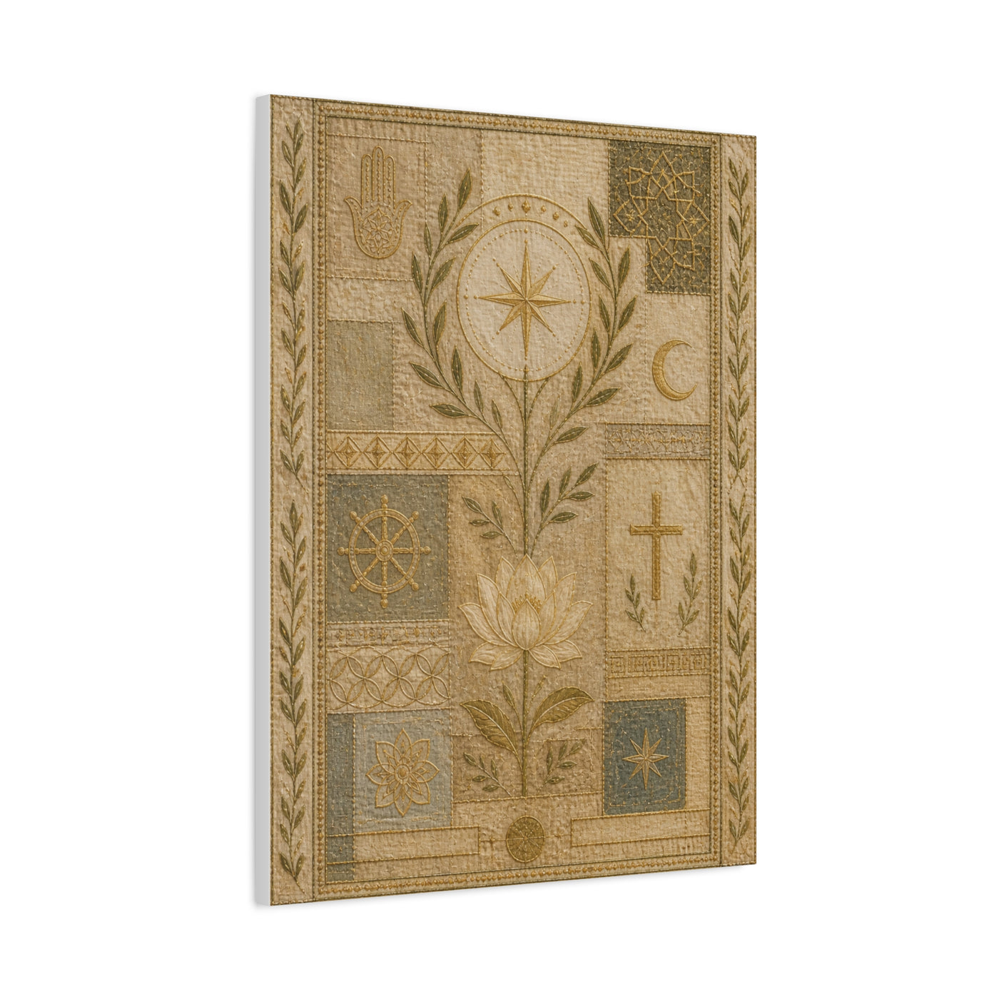 Interfaith Sacred Symbol Textile Wall Art & Canvas Print