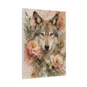 Boho Floral Wolf Portrait Blush Composition Wall Art & Canvas Print