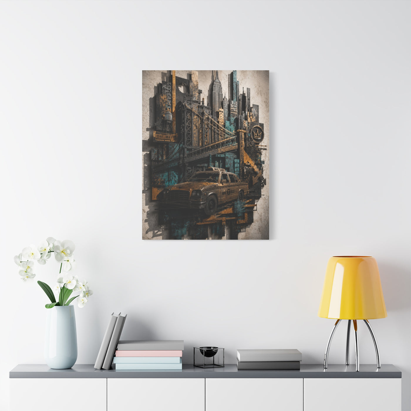 NYC Bridge Urban Collage Street Wall Art & Canvas Print