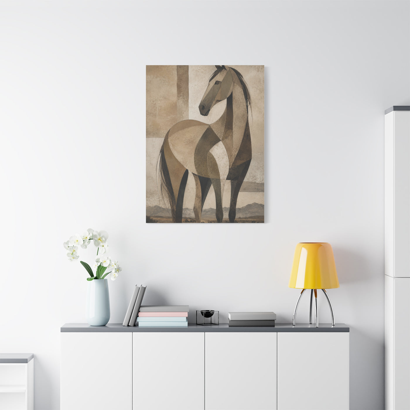 Geometric Horse Modern Ranch Study Wall Art & Canvas Print