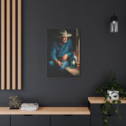 Whiskey Window Cowboy Painting Wall Art & Canvas Print