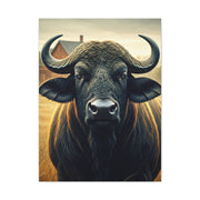Symmetrical Cape Buffalo Portrait with Massive Curved Horns Wall Art & Canvas Print