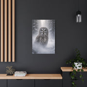 Great Grey Owl Winter Mist Portrait Wall Art & Canvas Print