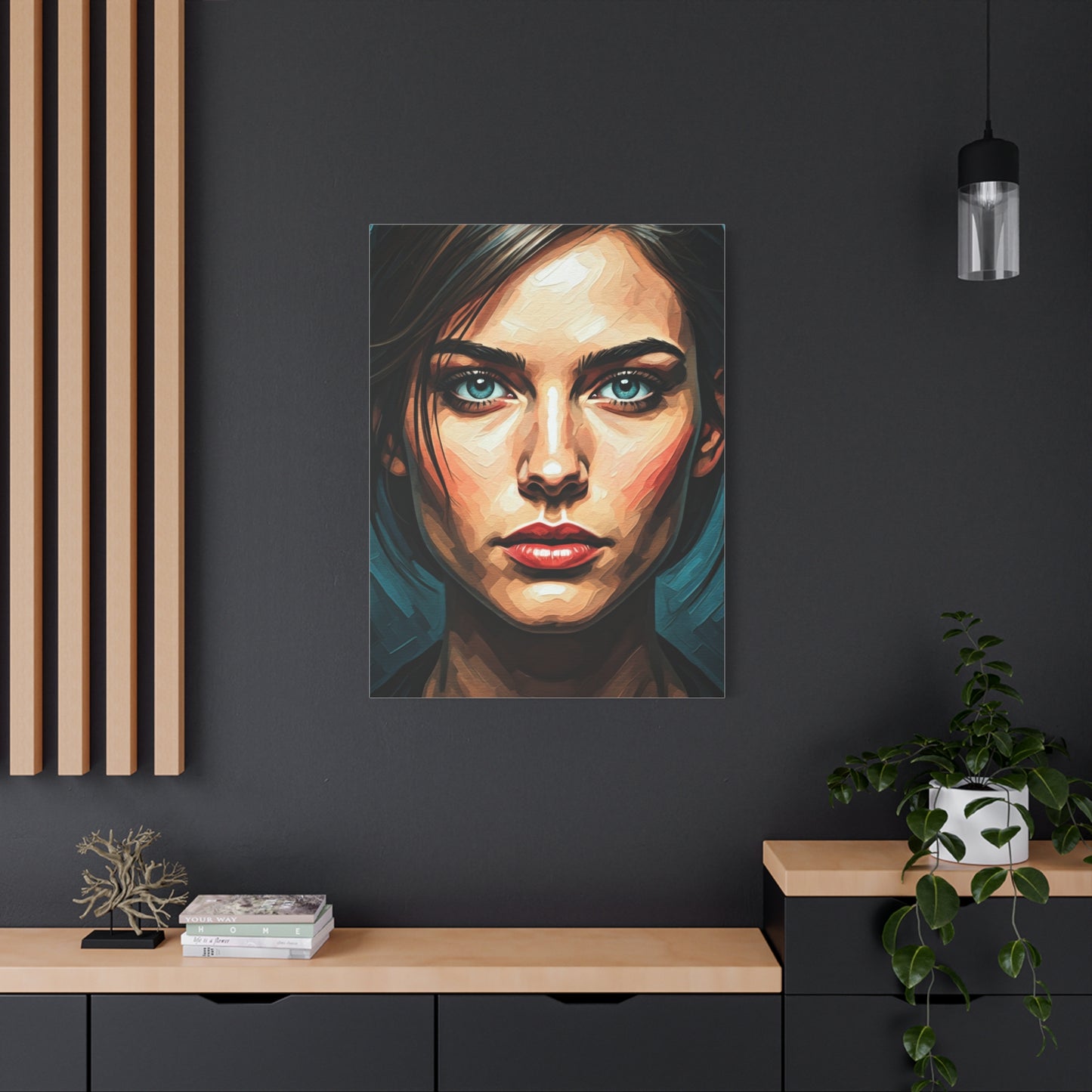 Piercing Azure Gaze Portrait Wall Art & Canvas Print