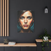 Piercing Azure Gaze Portrait Wall Art & Canvas Print