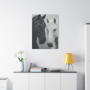 Intimate Dual Horse Monochrome Wall Art & Canvas Print