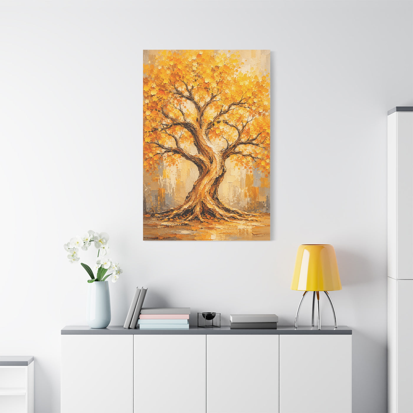 Golden Autumn Tree Impressionist Scene Wall Art & Canvas Print