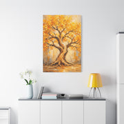Golden Autumn Tree Impressionist Scene Wall Art & Canvas Print