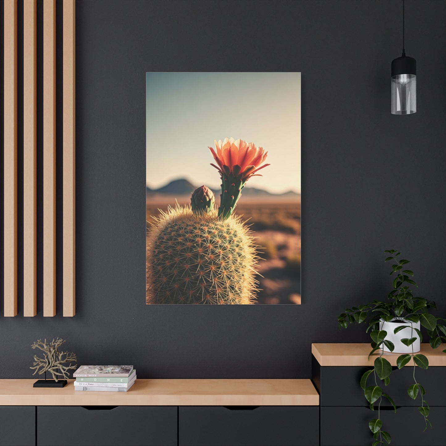 Golden Hour Desert Cactus Blossom Wall Art & Canvas Prints