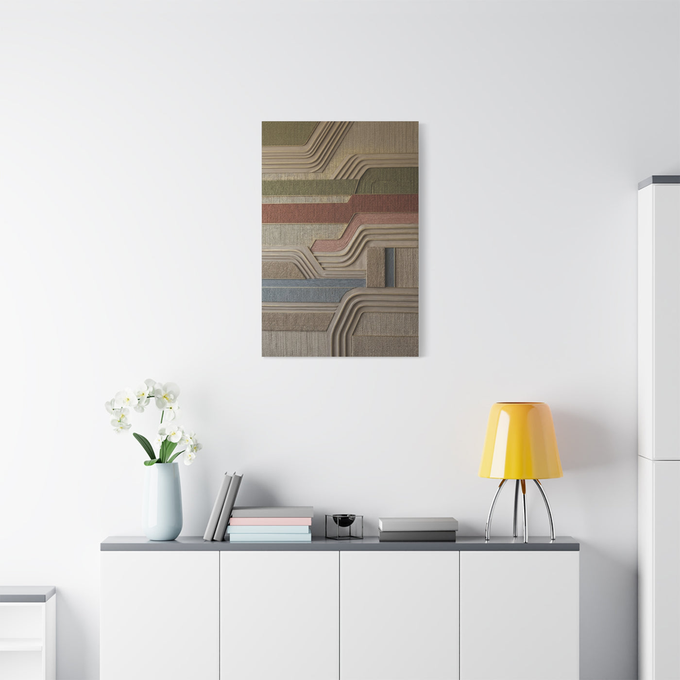 Sculpted Sisal & Plaster Geometric Wall Art & Canvas Print