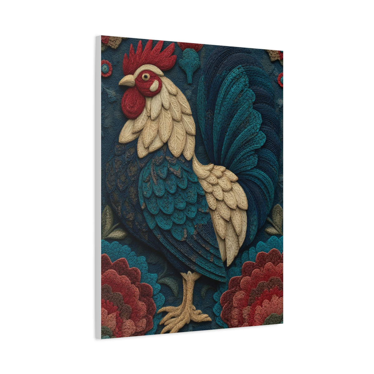Wycinanki Rooster Folk Ornament Wall Art & Canvas Print