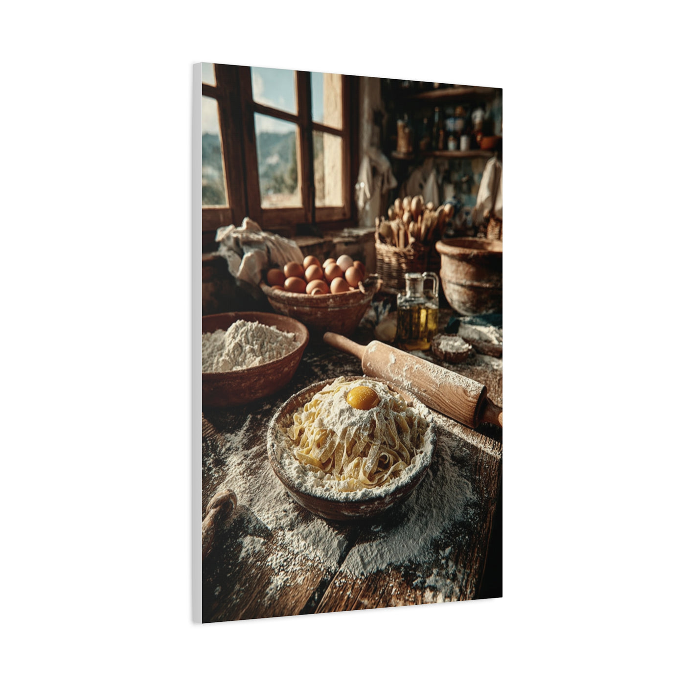 Homemade Pasta Rustic Kitchen Prep Wall Art & Canvas Print