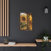 Golden Light Stained Glass Sunflower Wall Art & Canvas Print