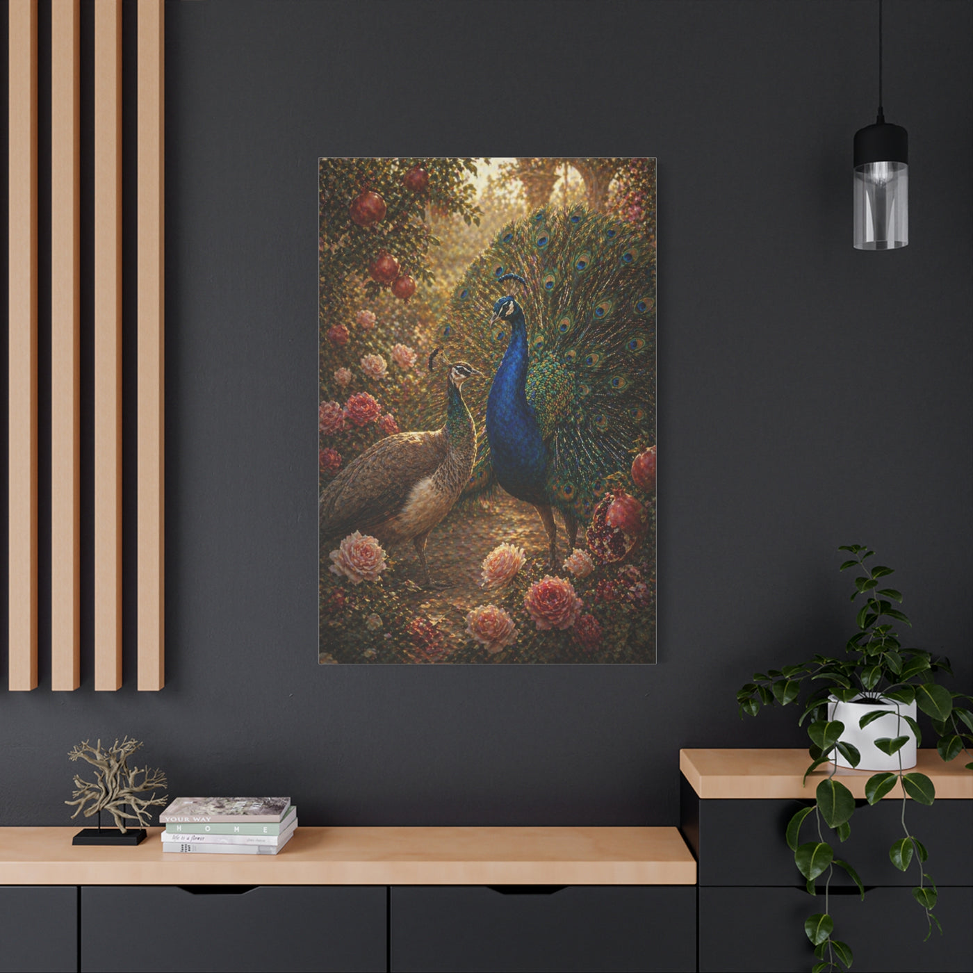 Romantic Garden Peacock Pair Wall Art & Canvas Print