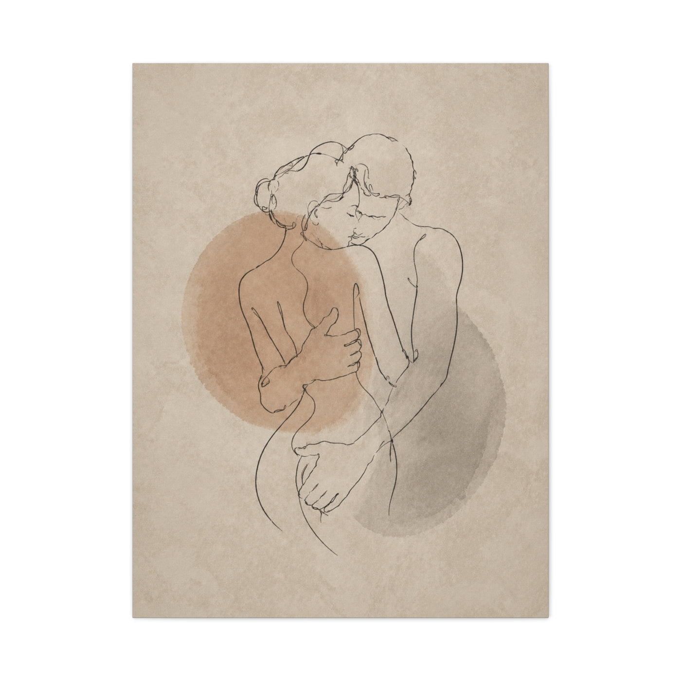 Minimal Line Couple Embrace Wall Art & Canvas Print