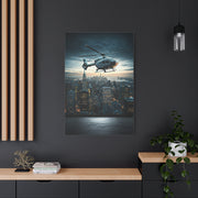 City Skyline Helicopter Patrol Wall Art & Canvas Prints