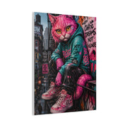 Urban Pink Cat Street Character Street Wall Art & Canvas Print