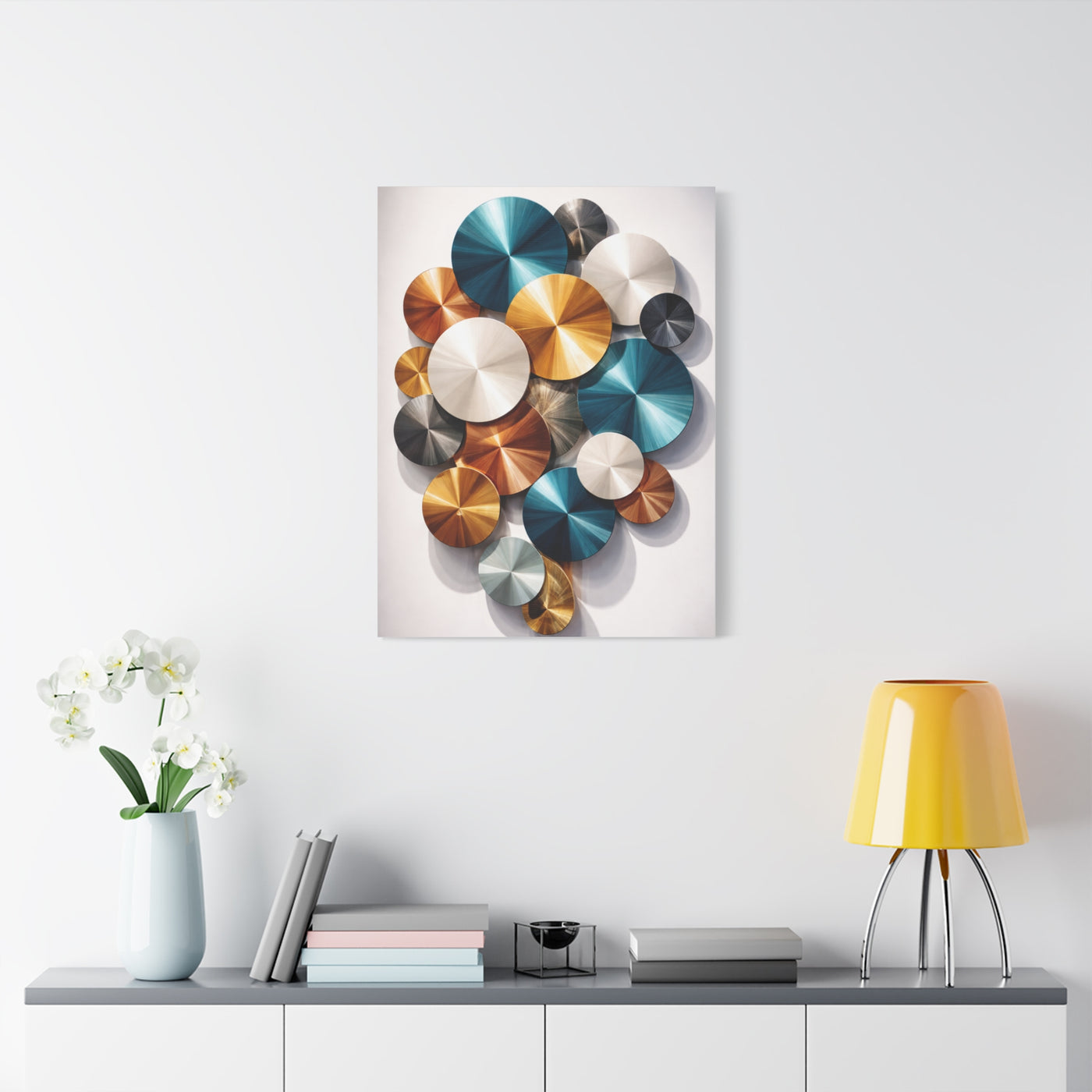 Overlapping Multicolor Metal Circles Wall Art & Canvas Print
