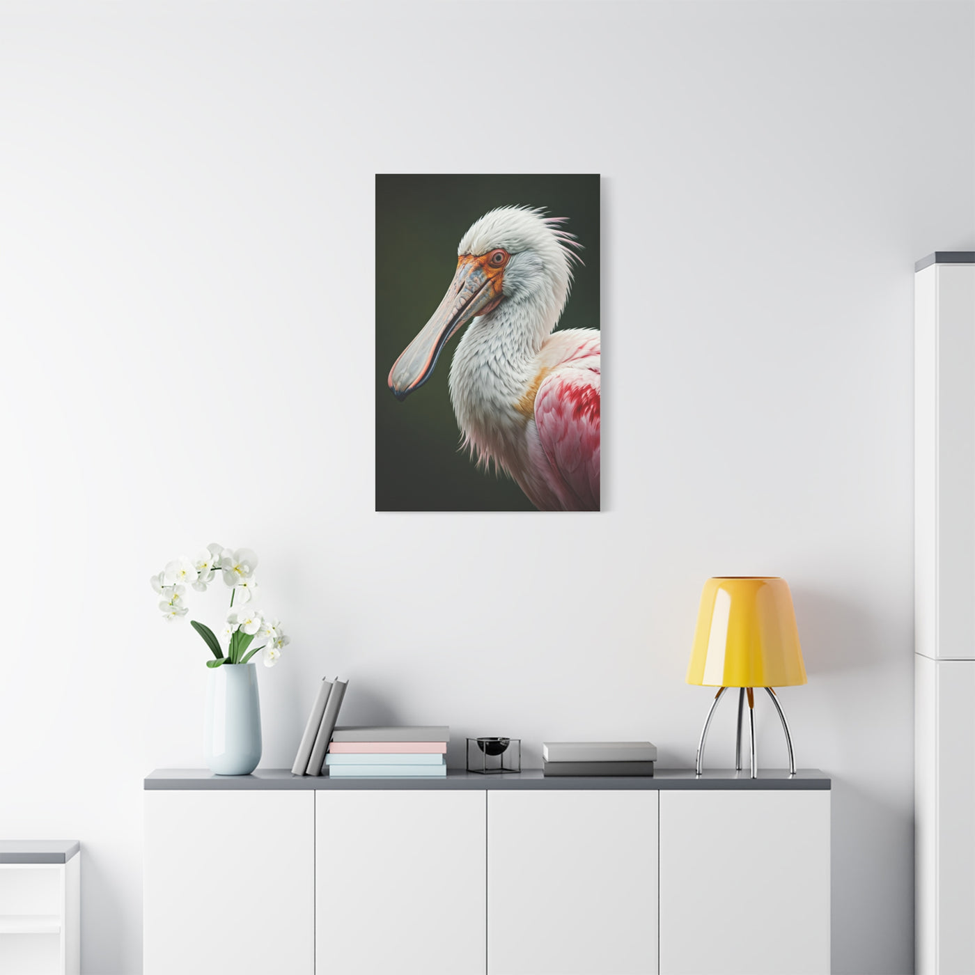 Elegant Pink Pelican Portrait Wall Art & Canvas Prints