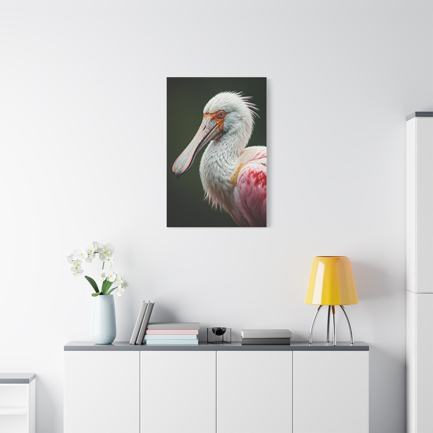Elegant Pink Pelican Portrait Wall Art & Canvas Prints