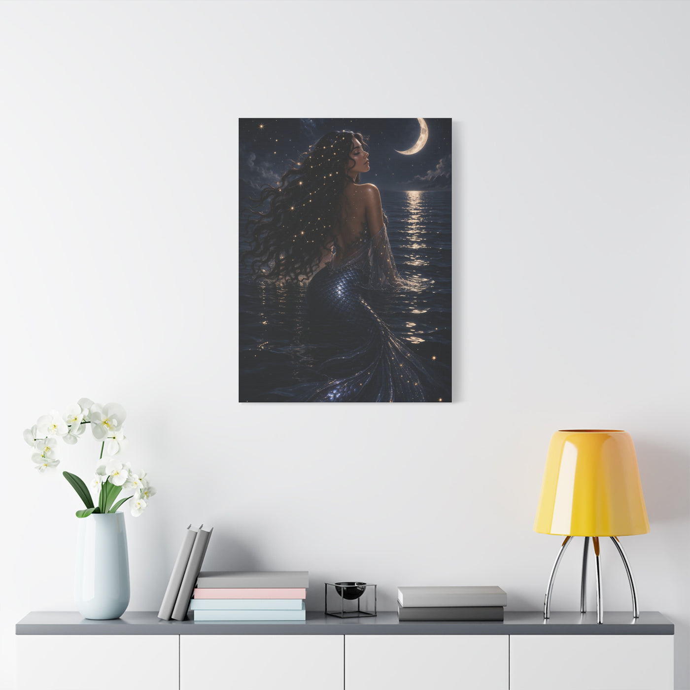 Celestial Moonlight Mermaid Dream Wall Art & Canvas Print