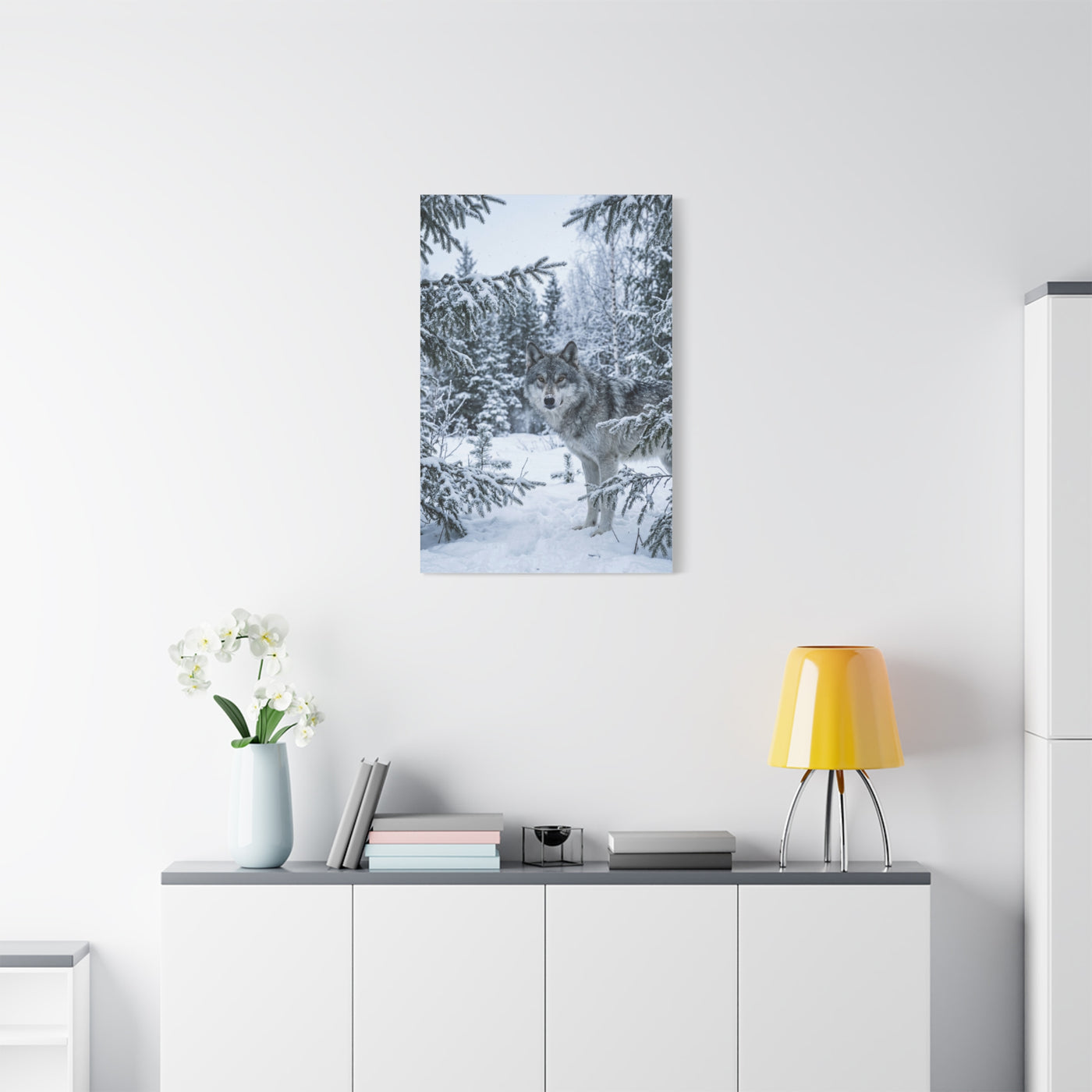 Winter Forest Wolf Natural Encounter Scene Wall Art & Canvas Print