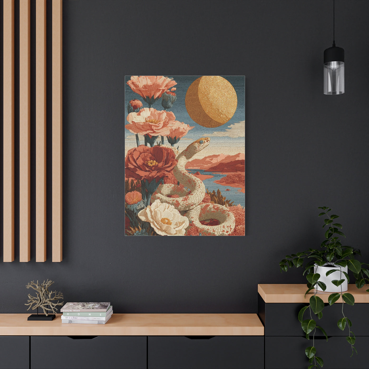 Celestial Desert Snake Folk Wall Art & Canvas Print
