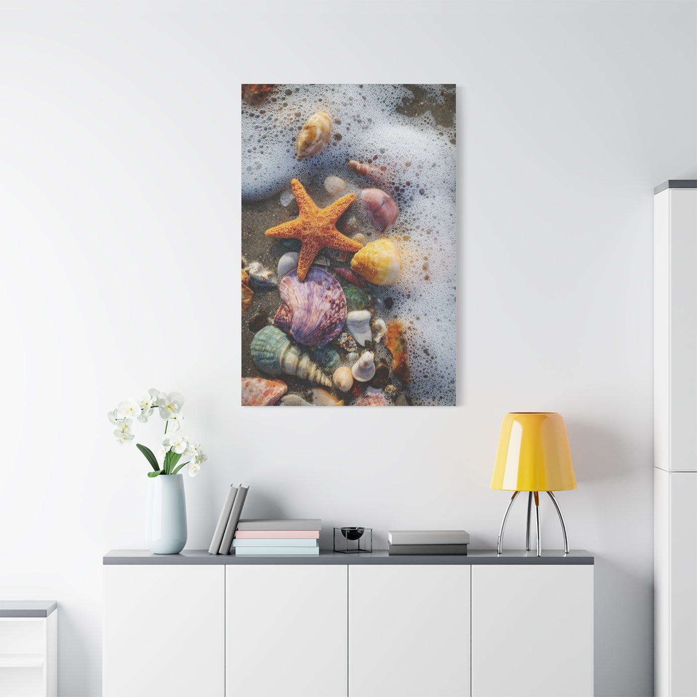 Seashells and Starfish on Ocean Shore Wall Art & Canvas Print