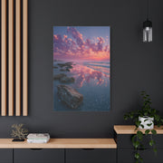 Sunrise Driftwood Shoreline Reflection Wall Art & Canvas Print