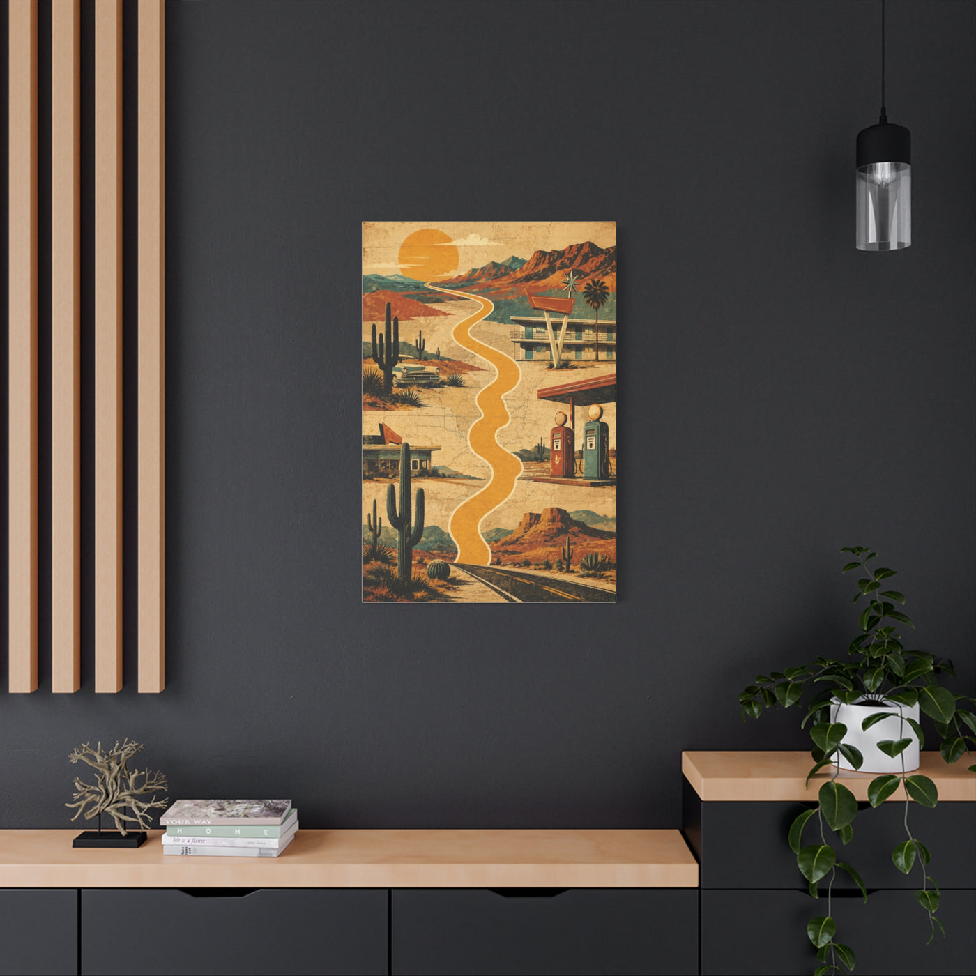 Retro Desert Highway Americana Collage Wall Art & Canvas Print