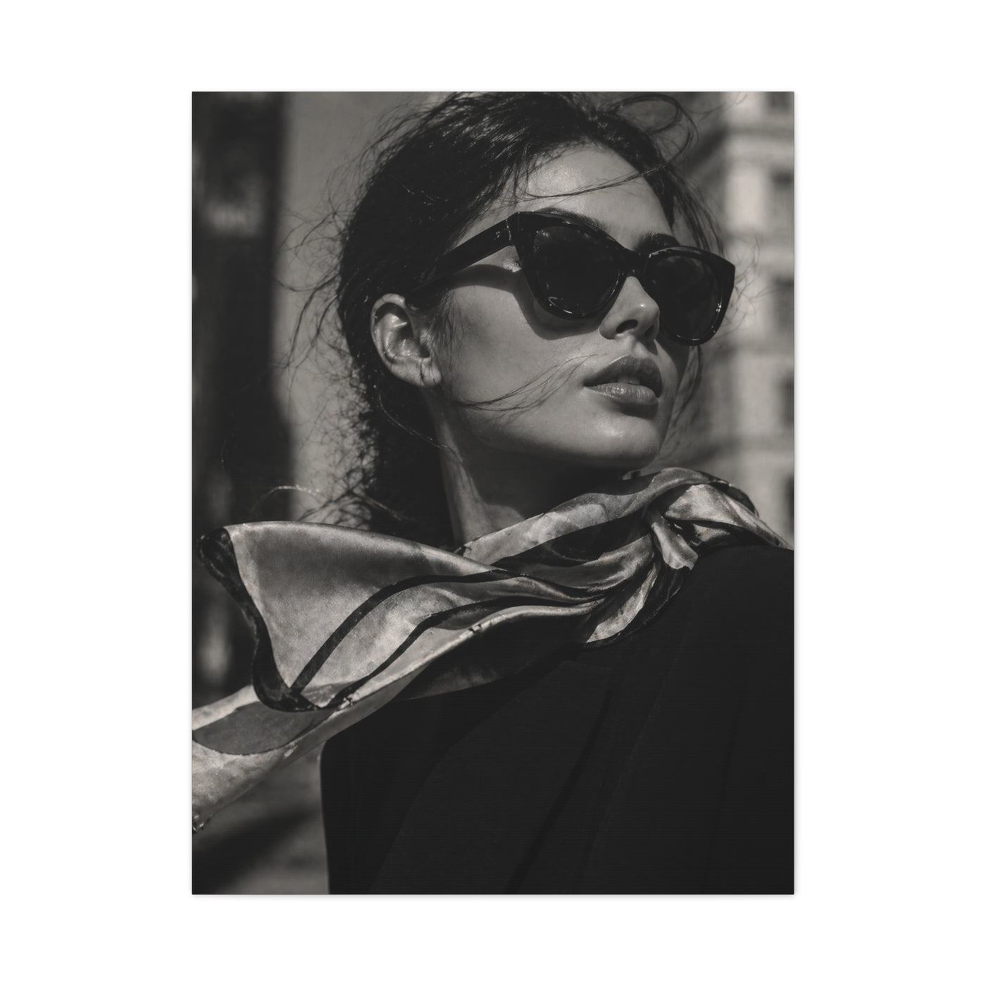 High-Fashion Sunglasses Portrait Wall Art & Canvas Print