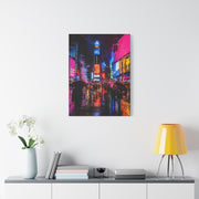 Times Square Neon Rain Night Wall Art & Canvas Print
