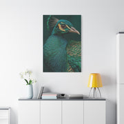 Regal Emerald Peacock Portrait Wall Art & Canvas Print