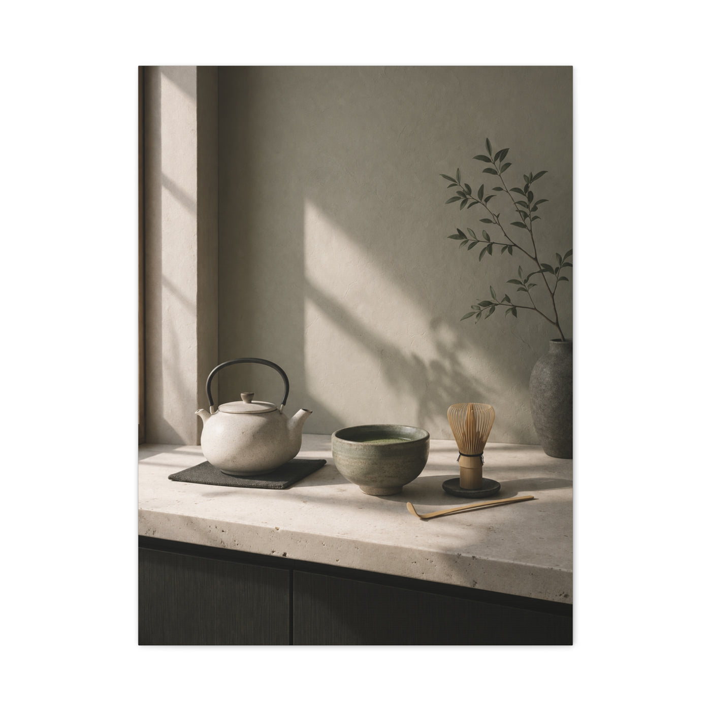 Japandi Tea Kitchen Minimal Still Life Wall Art & Canvas Print
