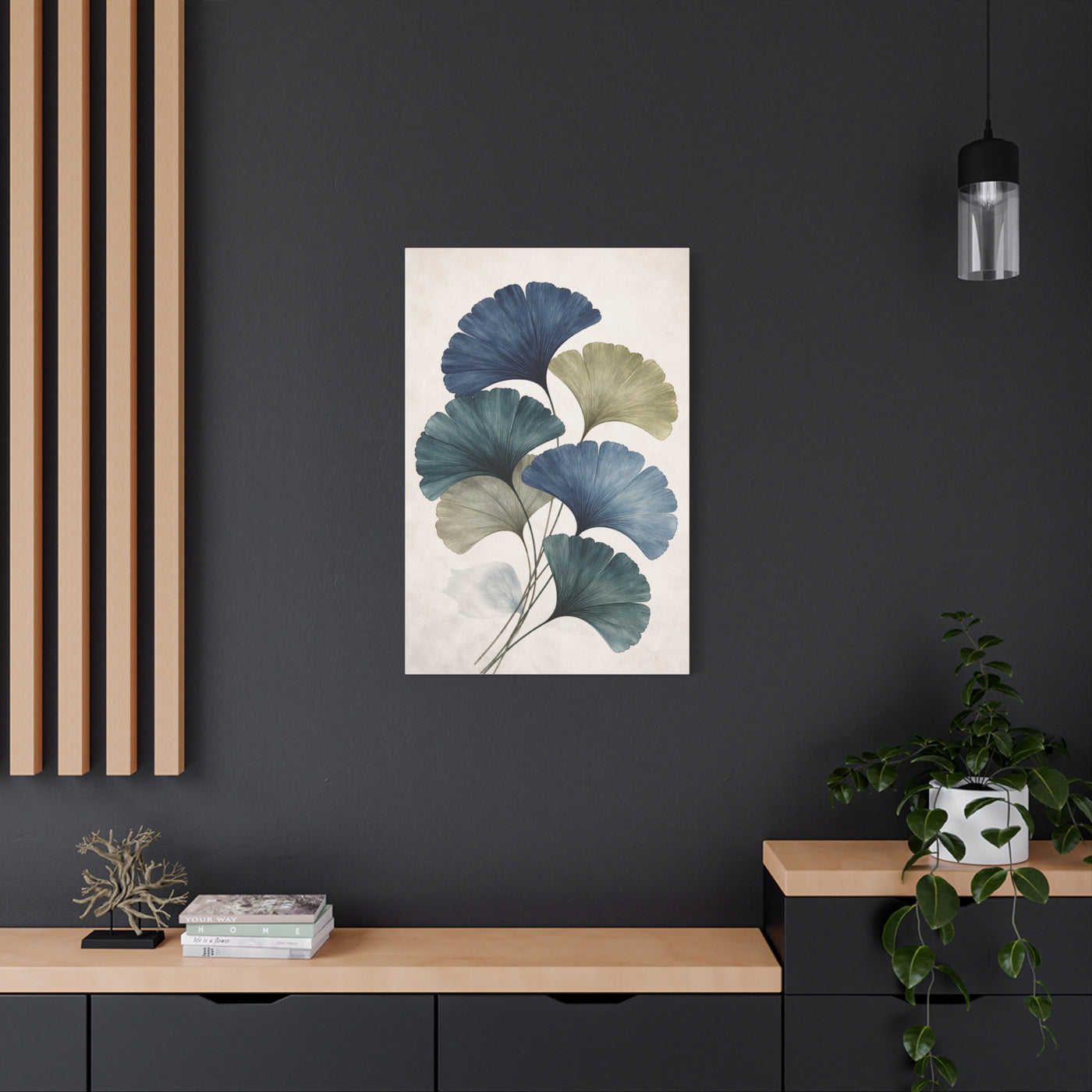 Navy Ginkgo Botanical Elegance Wall Art & Canvas Print