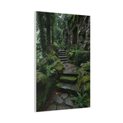 Green Moss-Covered Garden Staircase Wall Art & Canvas Print
