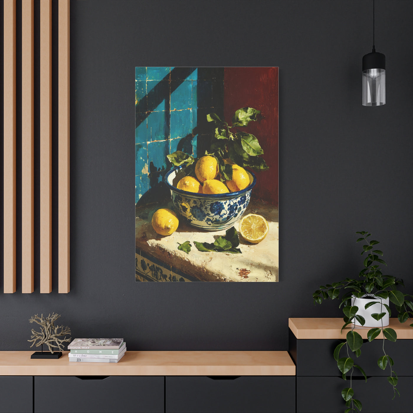 Mediterranean Lemon Bowl Painterly Kitchen Wall Art & Canvas Print