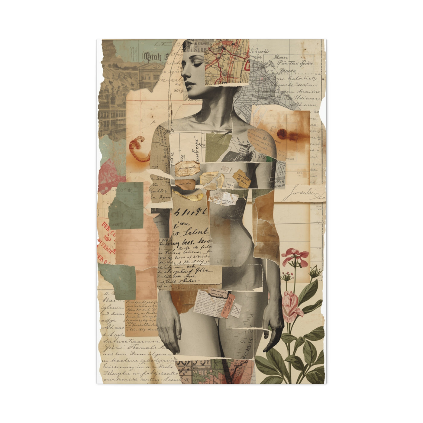 Mixed Media Nude Composition Wall Art & Canvas Print