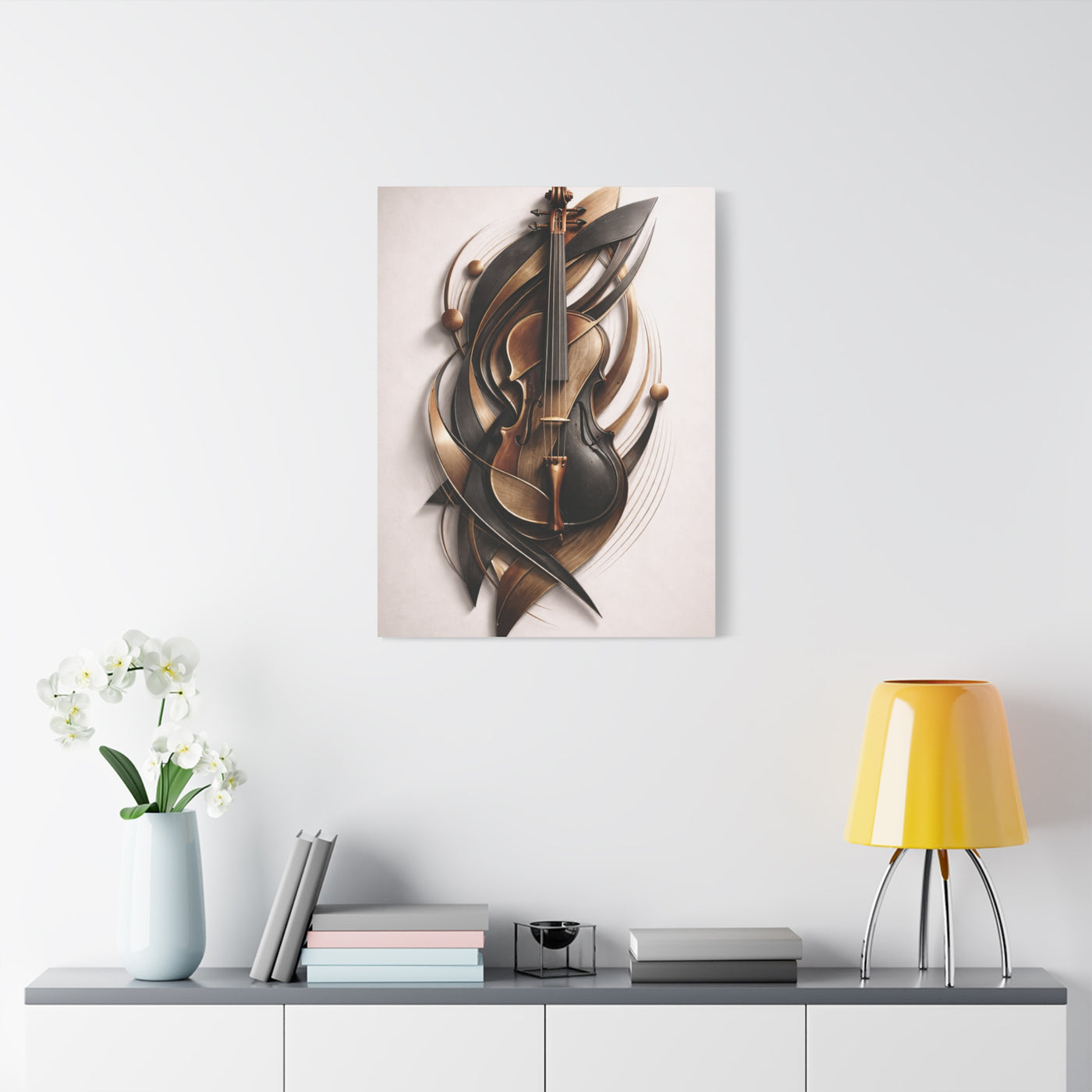 Sculptural Violin Motion Composition Wall Art & Canvas Print