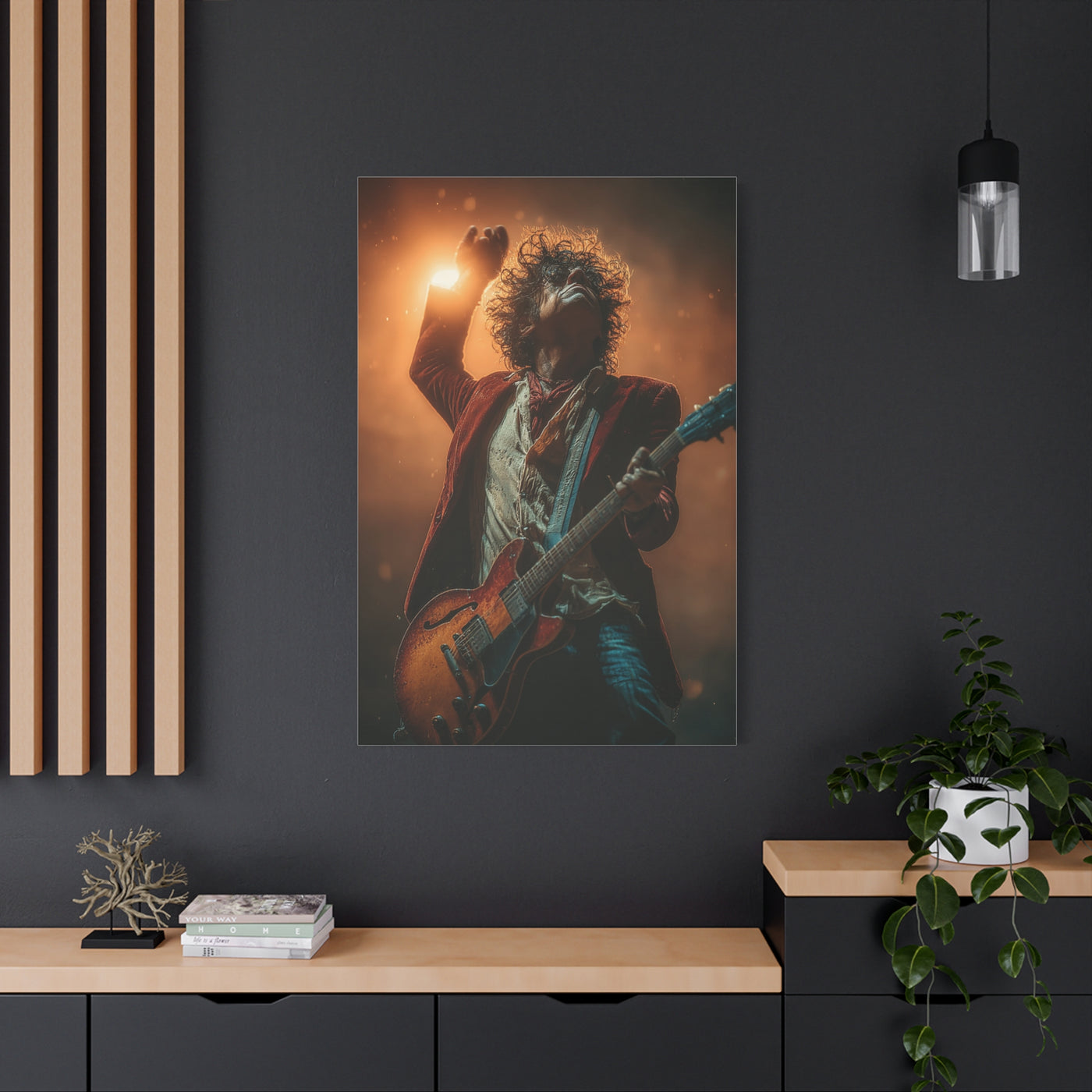 Guitarist in Spotlight Energy Wall Art & Canvas Print